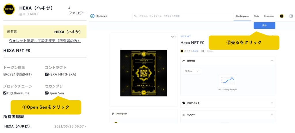 Open SeaでNFTを売る